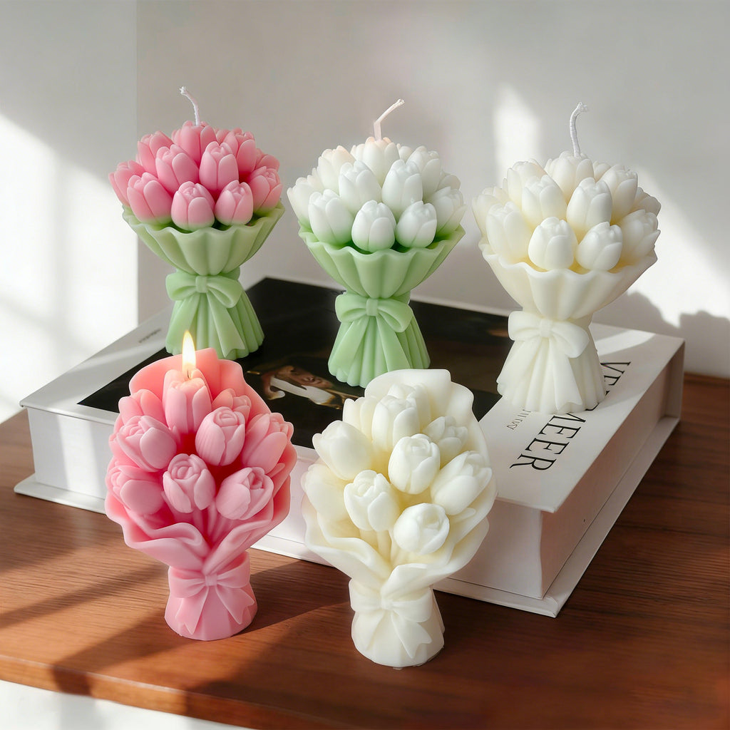 Tulip Flower Candle Floral Decor Romantic Home Accent Gift