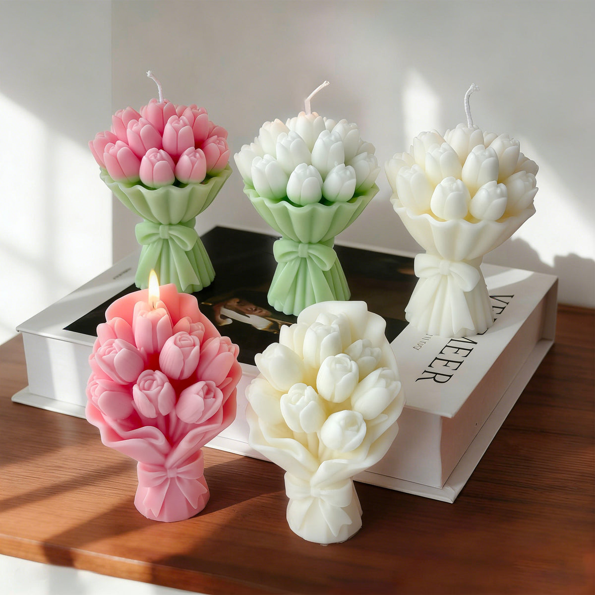 Tulip Flower Candle Floral Decor Romantic Home Accent Gift