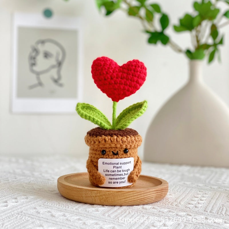 Valentine’s Day Crochet Heart Flower Pot Gift Decor