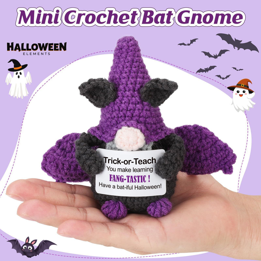 Handmade Crochet Bat Gnome Plush Emotional Support Gift