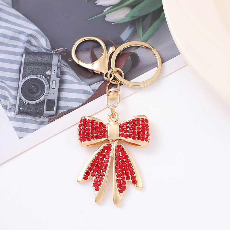 Rhinestone Bow Keychain Zinc Alloy Bag Charm