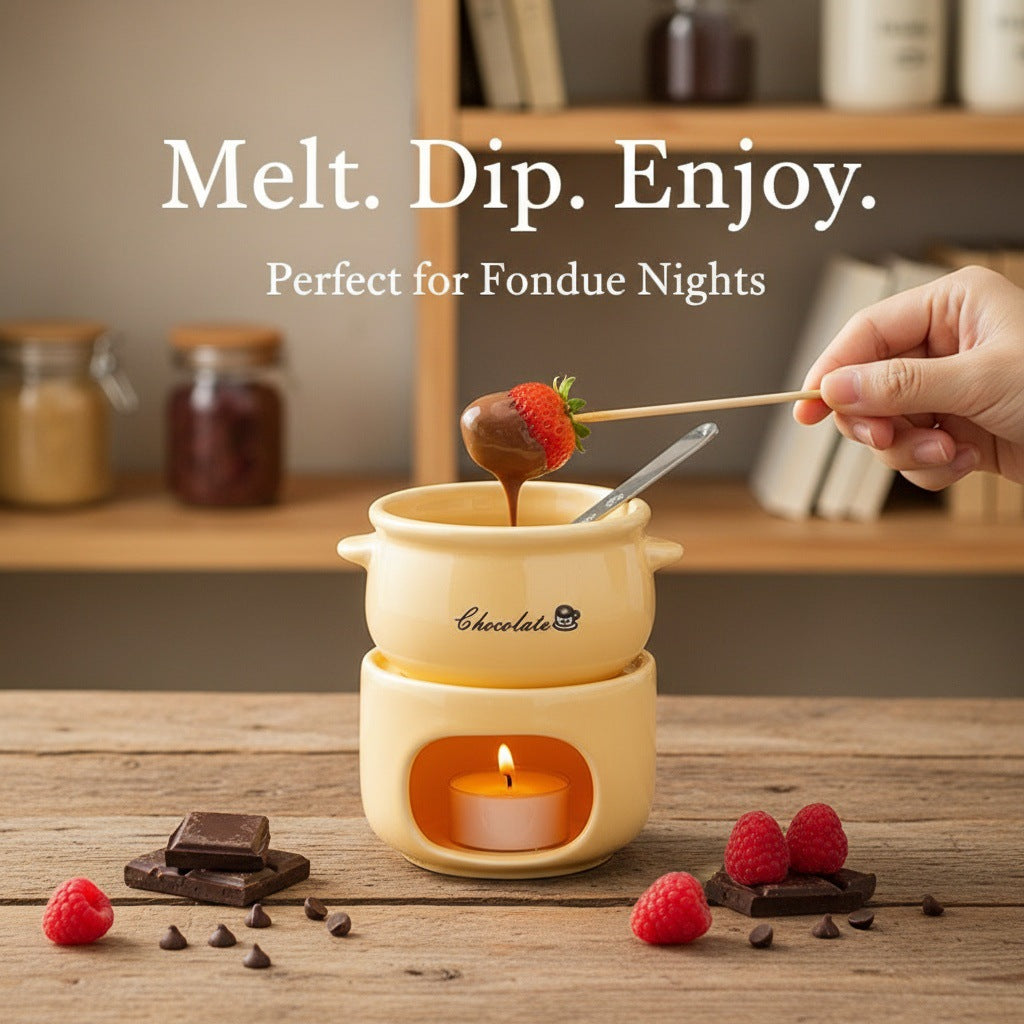 Ceramic Chocolate Fondue Mug with Hollow Warmer Base