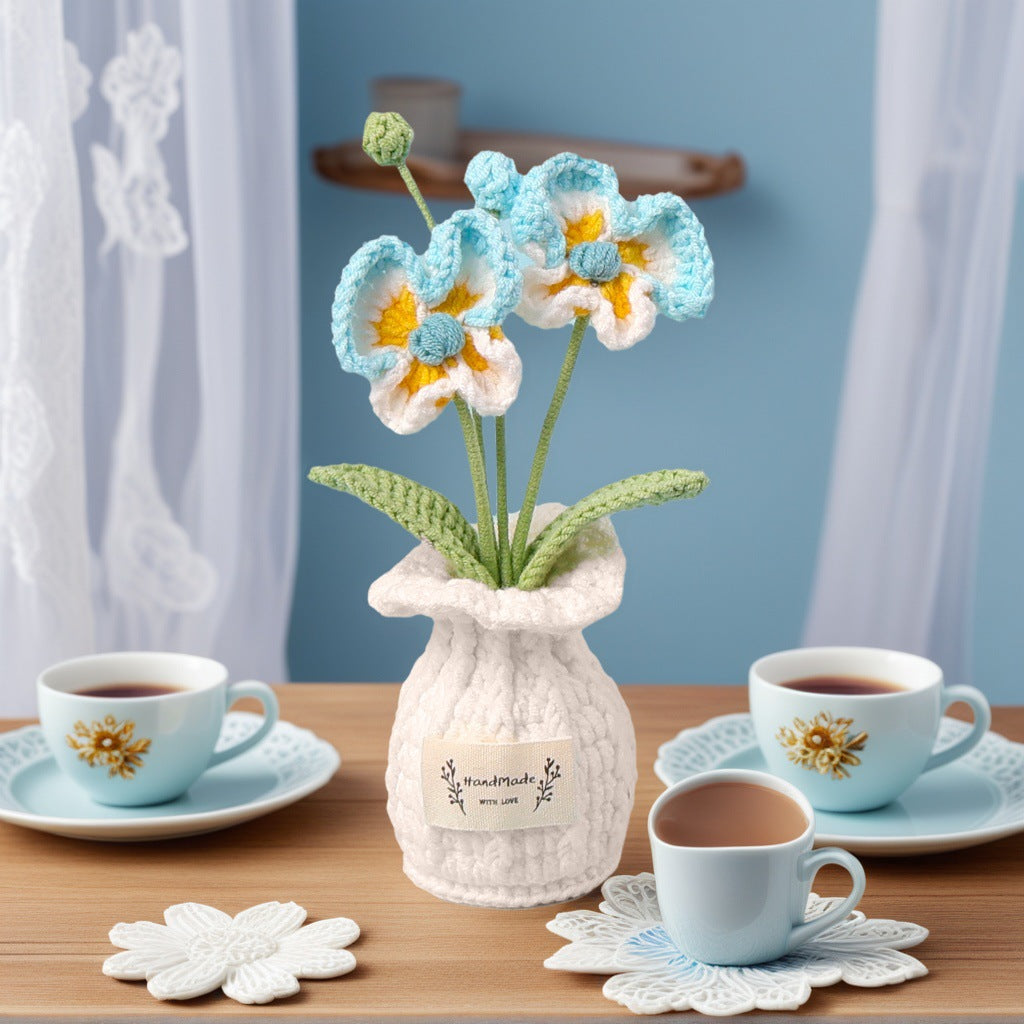 Handmade Crochet Floral Vase Bouquet Table Decor Home Decor