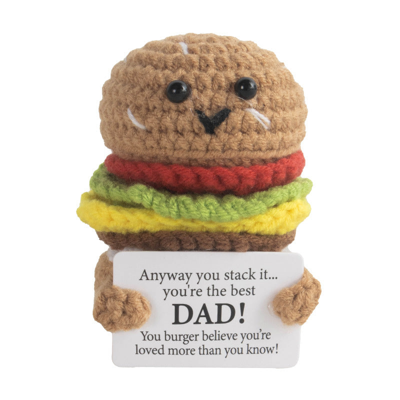 Crochet Hamburger Plush Toy Handmade Mini Desk Decoration