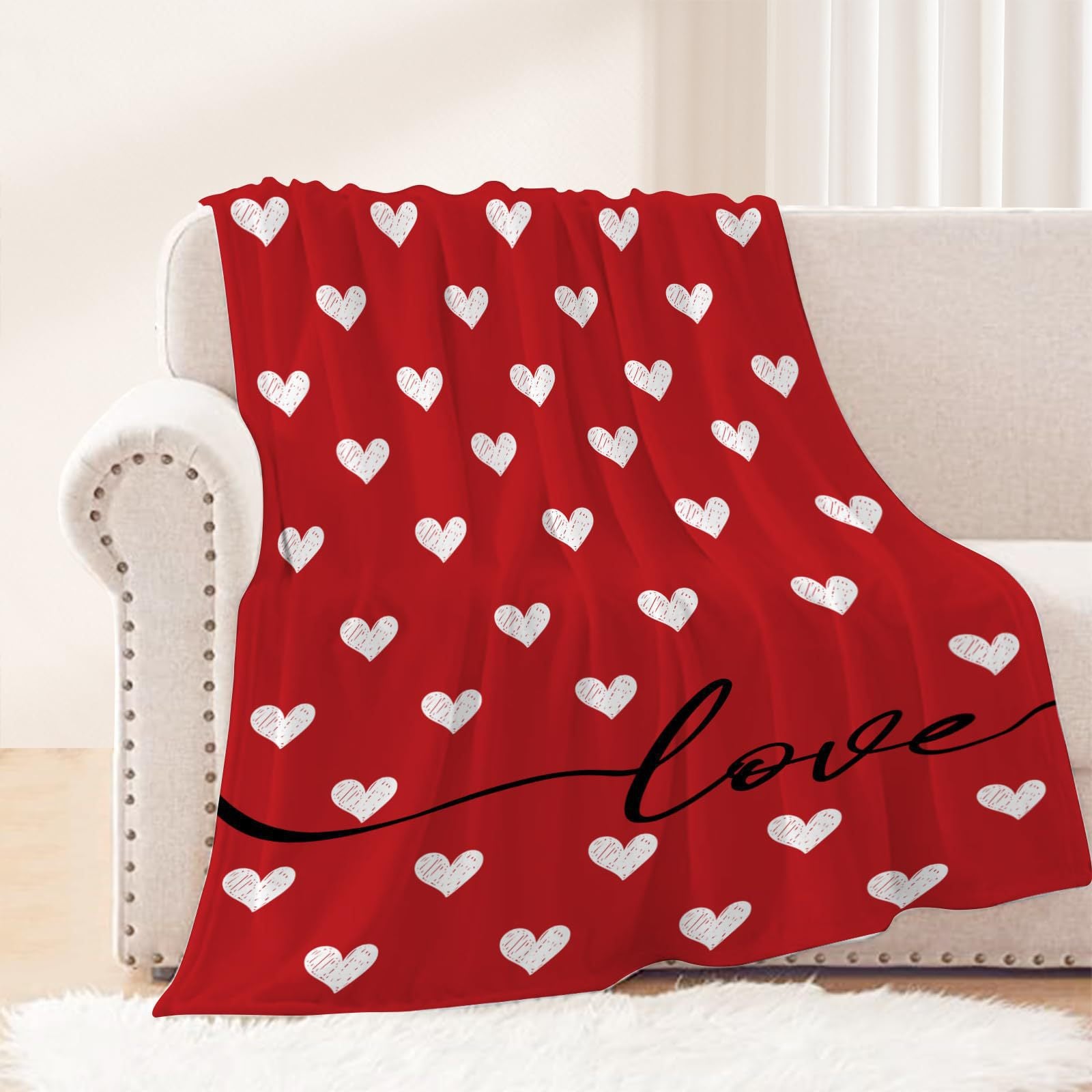 Valentine’s Day Heart Pattern Plush Throw Blanket