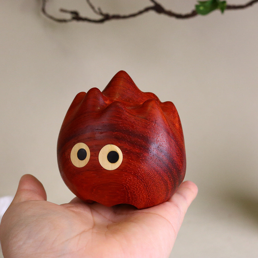 Handmade Cute Wooden Flame Figurine Magnetic Tabletop Decor