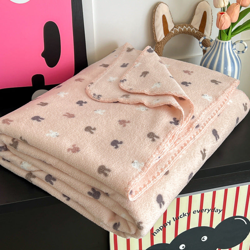 Sherpa Fleece Embroidered Throw Blanket Soft Cozy Home Decor