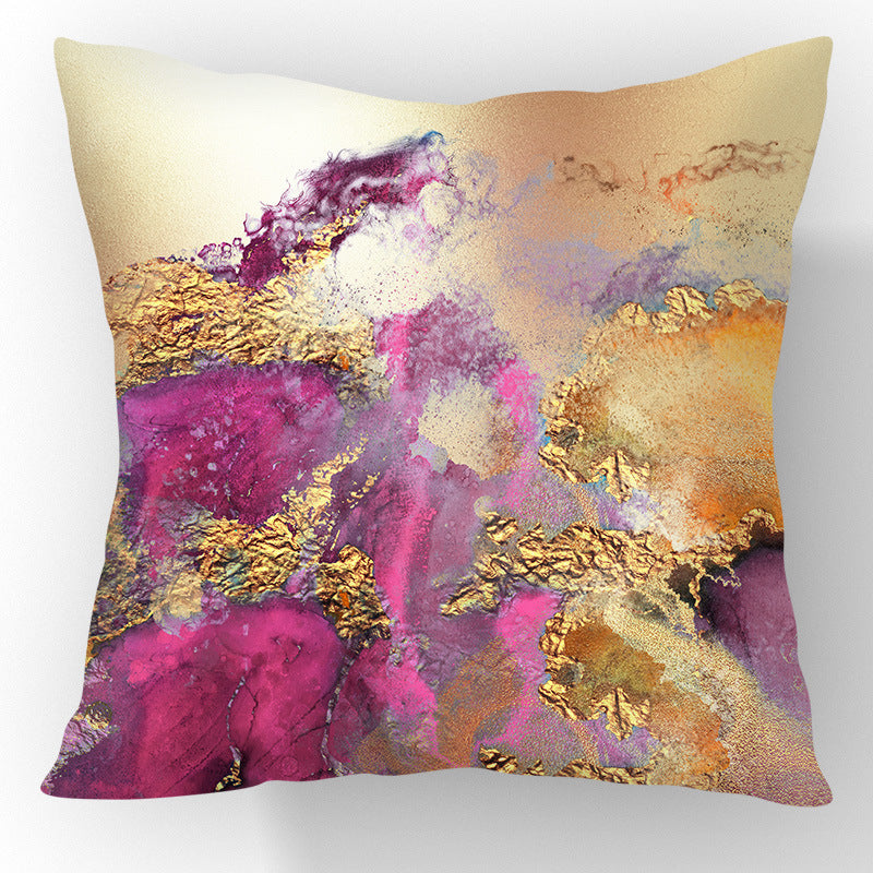 Nordic Gold Foil Abstract Velvet Throw Pillow Cover