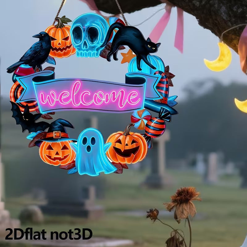 Halloween Wooden Wall Hanging Decor Pumpkin Ghost Flat Print