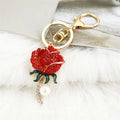 Valentine’s Day Rhinestone Rose Flower Keychain Gift