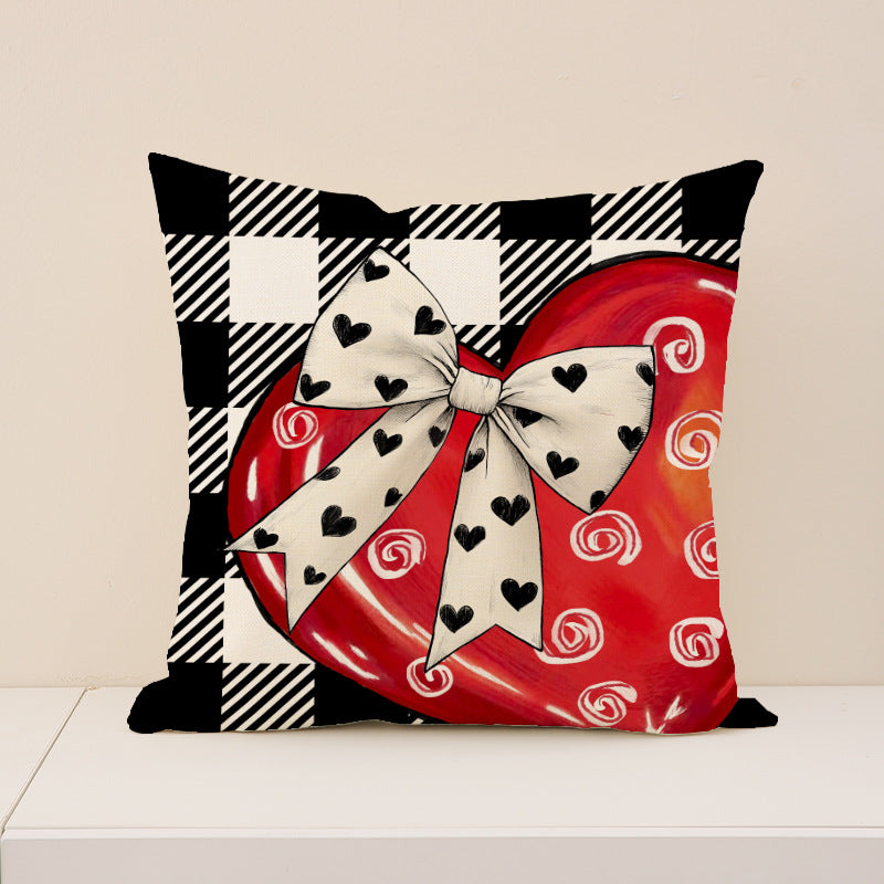 Valentine Red Truck & Buffalo Plaid Heart Pillow Covers Set