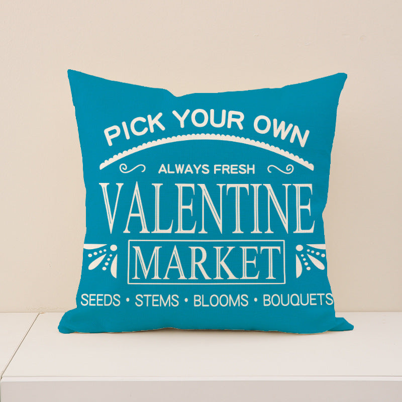 Blue Gingham Valentine Heart Pillow Covers for Home Decor
