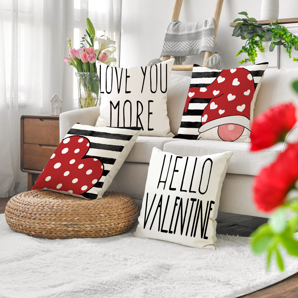 Valentine Heart Gnome Pillow Cover Red Love Decor
