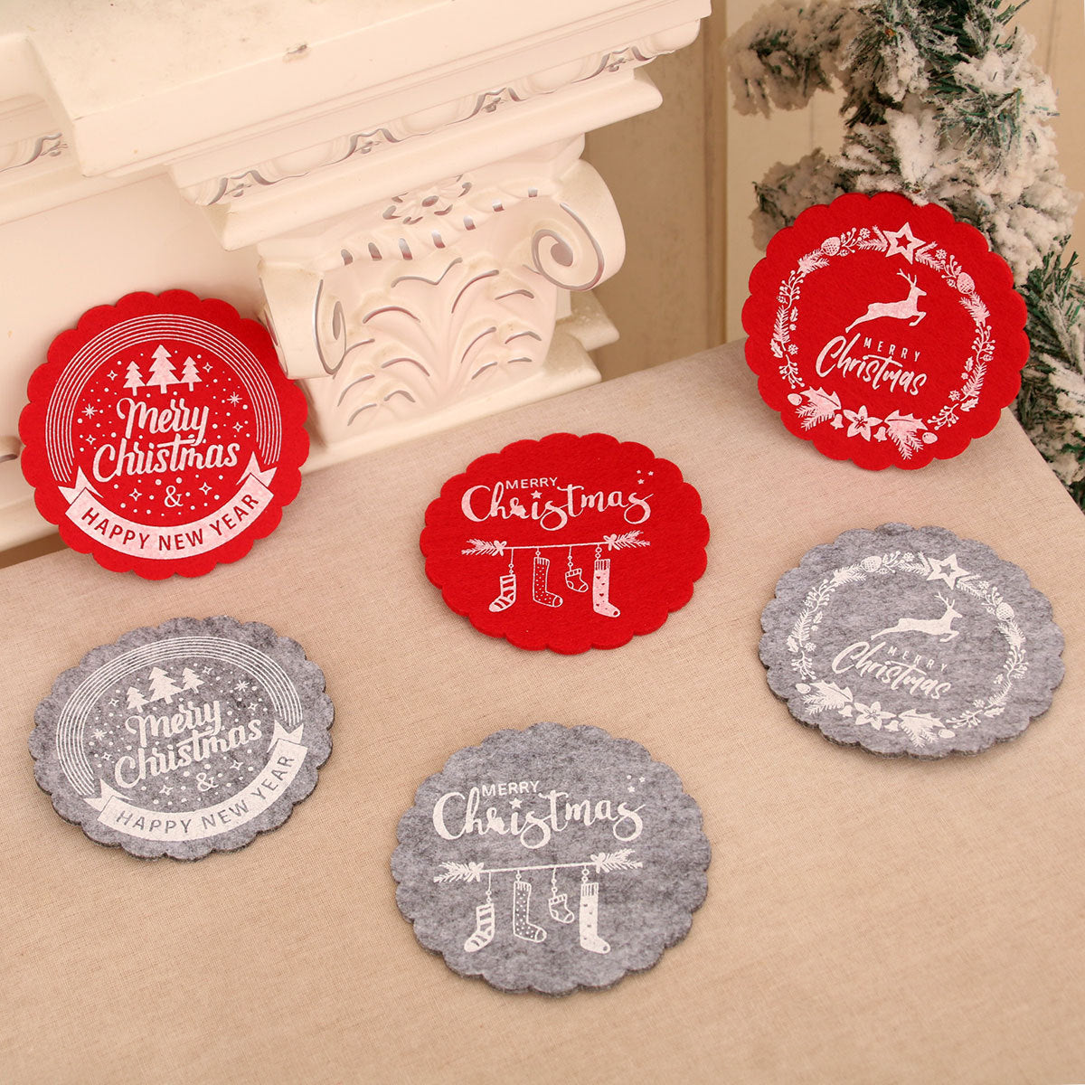 Christmas Felt Coaster Holiday Table Decor