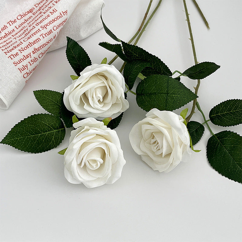 Valentine’s Day Single Stem Silk Rose for Romantic Decor