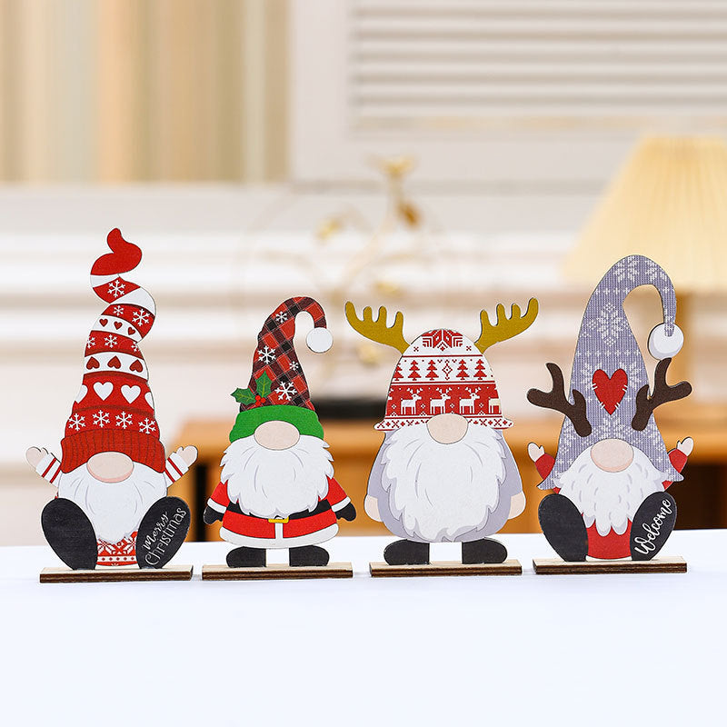 Christmas Gnome Wooden Tabletop Figurine Holiday Decor