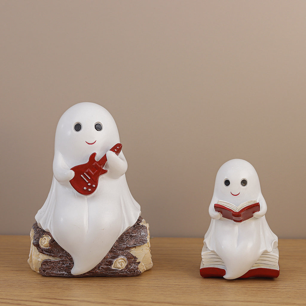 Halloween Ghost Resin Figurine Moon Night Tabletop Decor