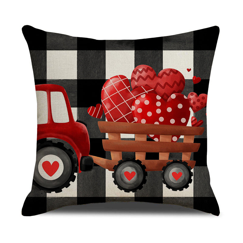 Valentine Red Heart Pillow Covers Buffalo Plaid Decorative