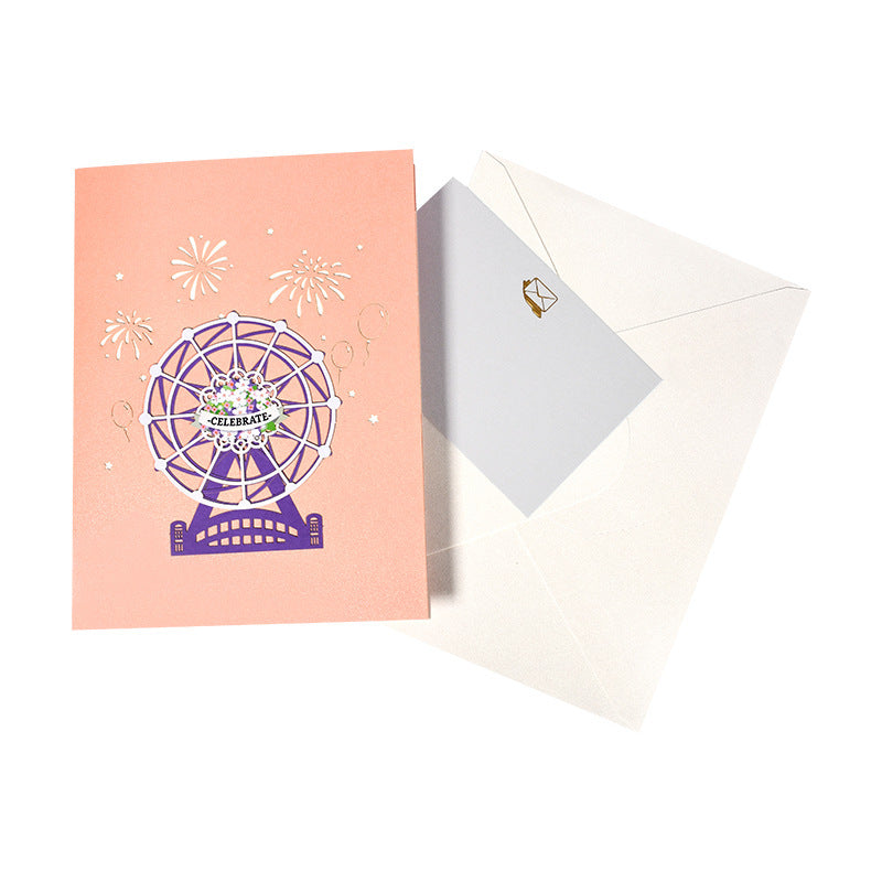 Valentine Greeting Card Ferris Wheel Handmade Sculpture Gift