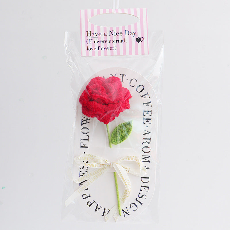 Handmade Pointed Rose Crochet Flower Decorative Gift