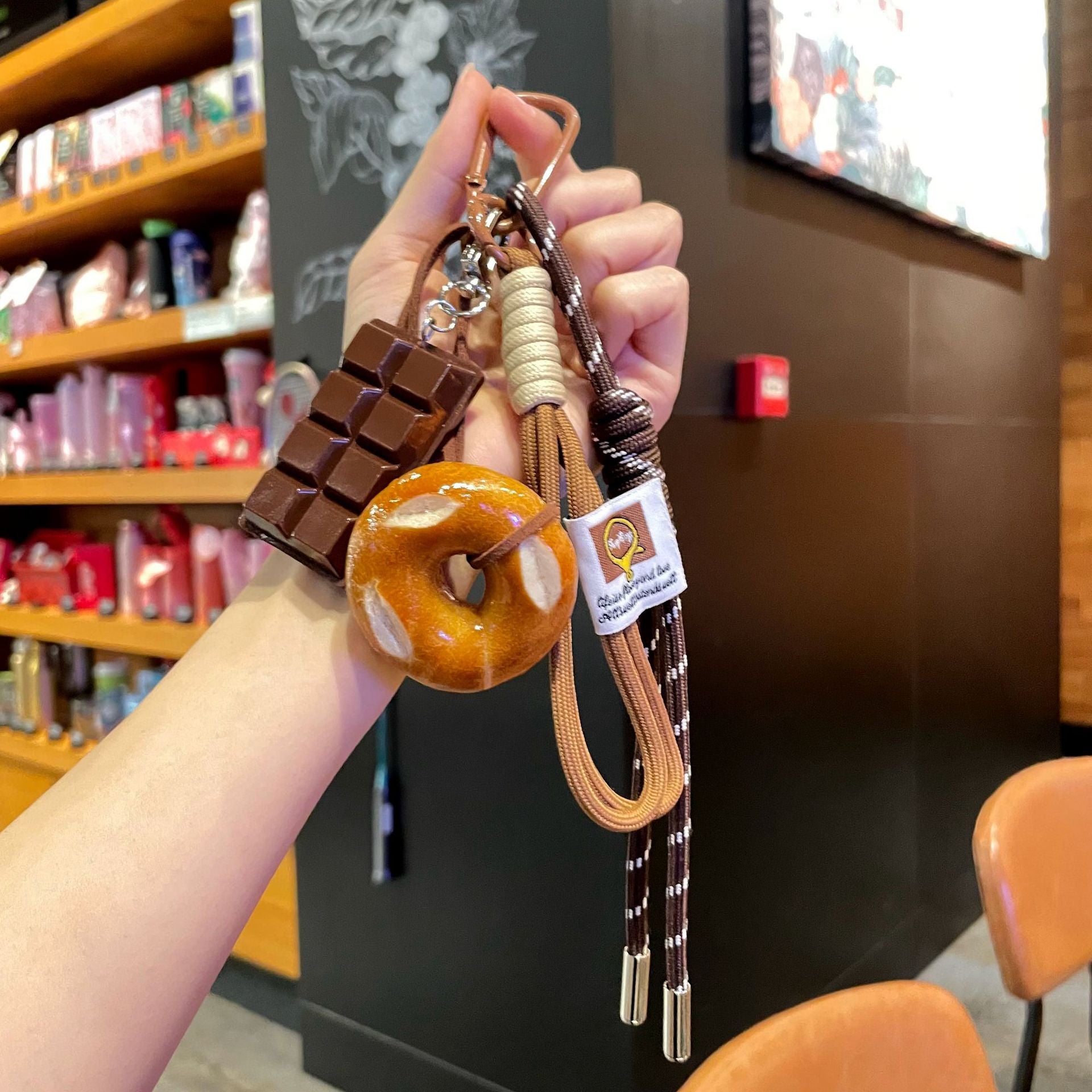 Cute Bread Keychain Pretzel Chocolate Bag Charm