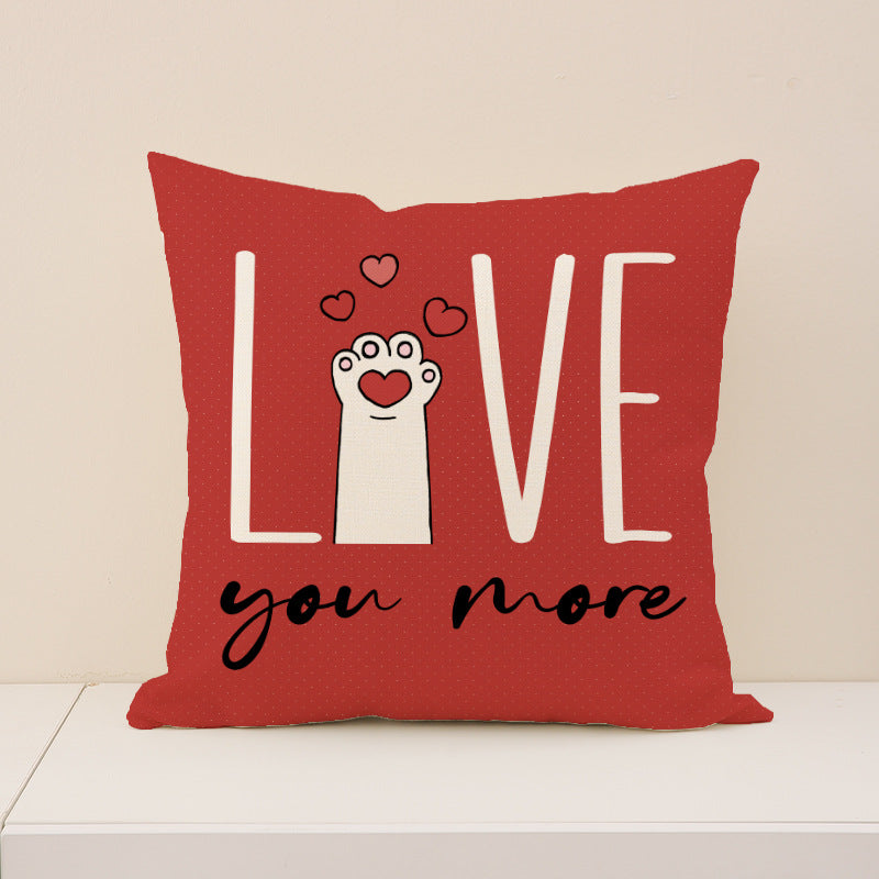 Cute Black Cat Valentine Heart Throw Pillow Cover Set