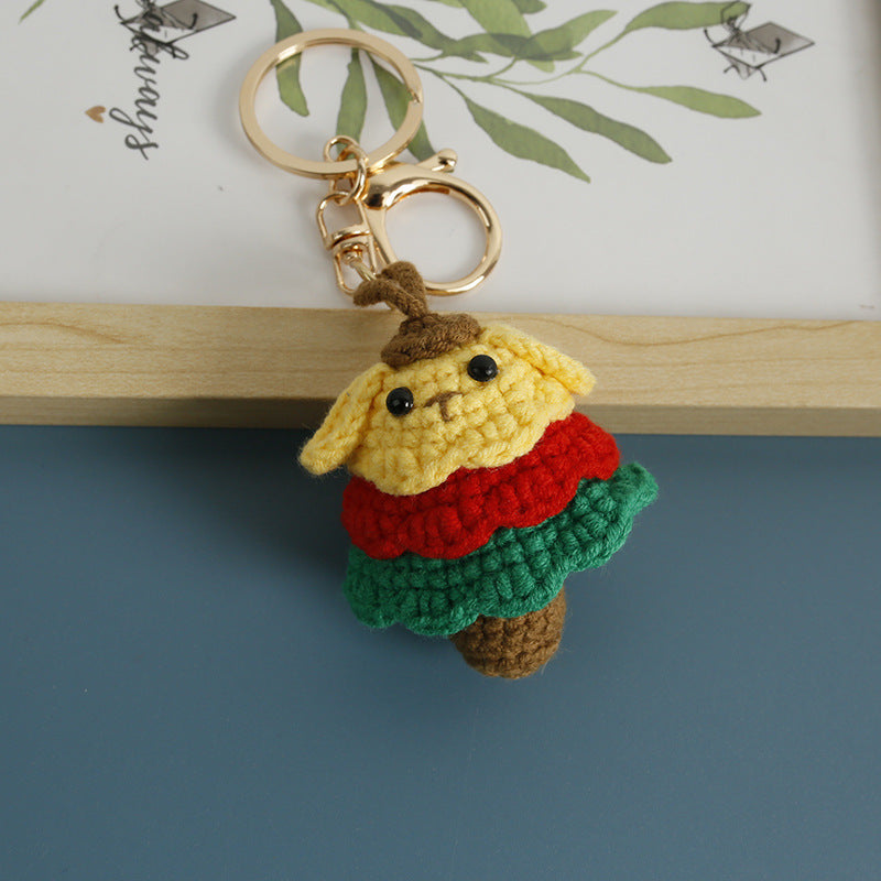 Handmade Crochet Animal Christmas Tree Keychain Holiday