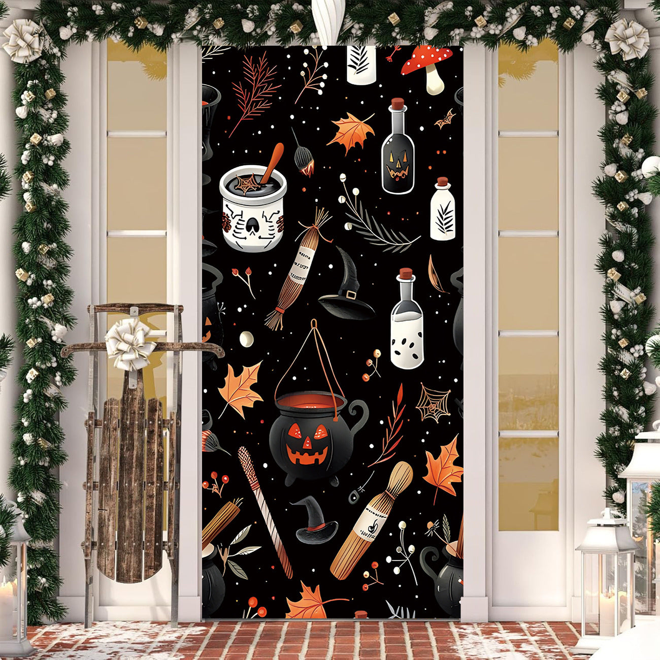 Halloween Door Cover Polyester Seasonal Party Decoration