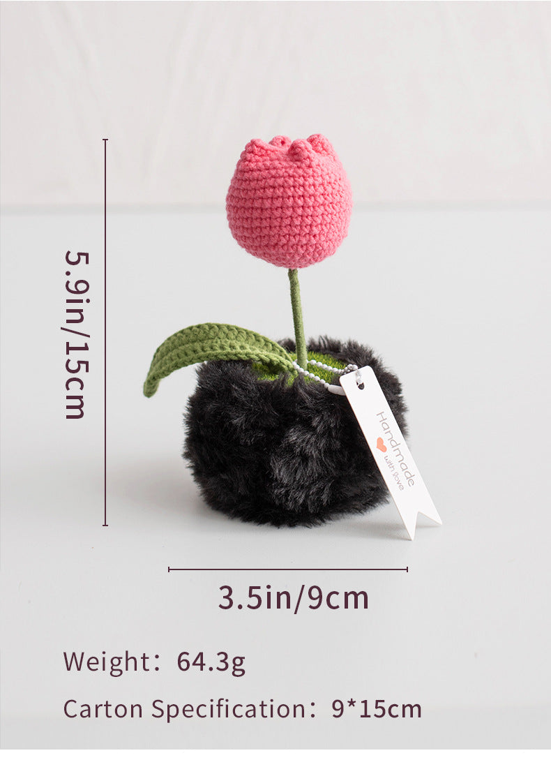 Valentine Handmade Crochet Tulip Potted Flower Gift