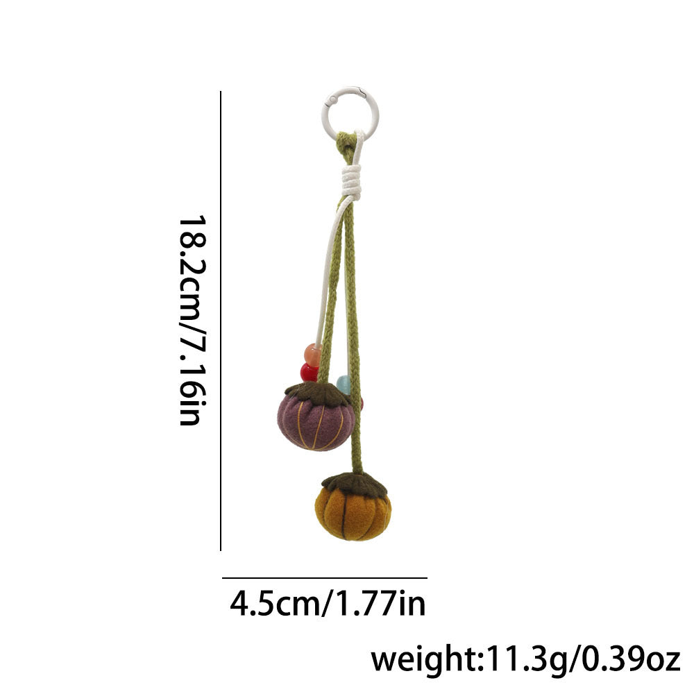 Pumpkin Plush Keychain Bag Charm with Beaded Hanging Design