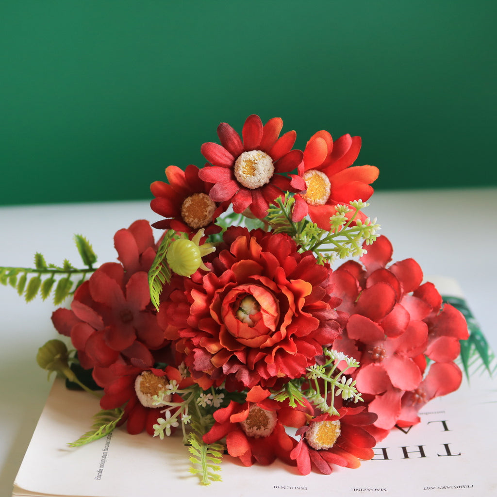 Valentine Faux Hydrangea Carnation Daisy Bouquet Home Decor
