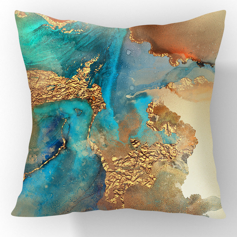 Gold Foil Abstract Marble Cushion Cover Nordic Style