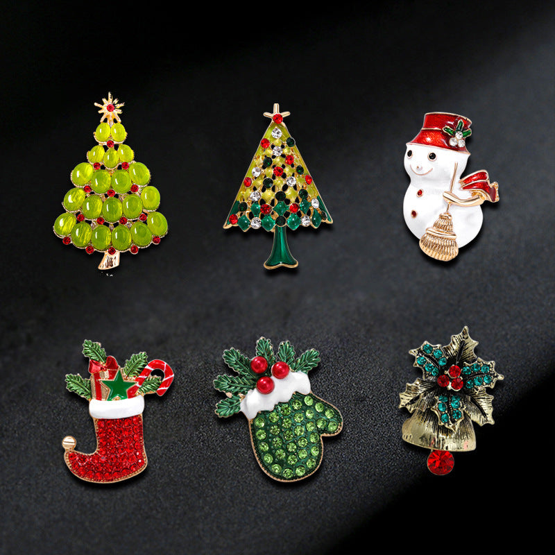 Christmas Rhinestone Brooch Pin Holiday Jewelry