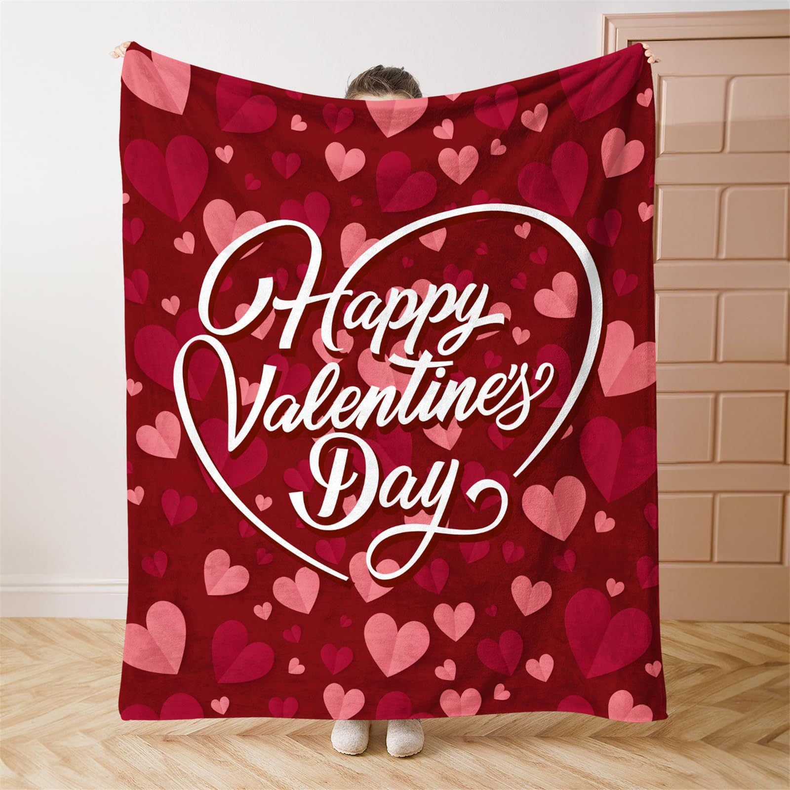 Valentine’s Day Heart Pattern Plush Throw Blanket