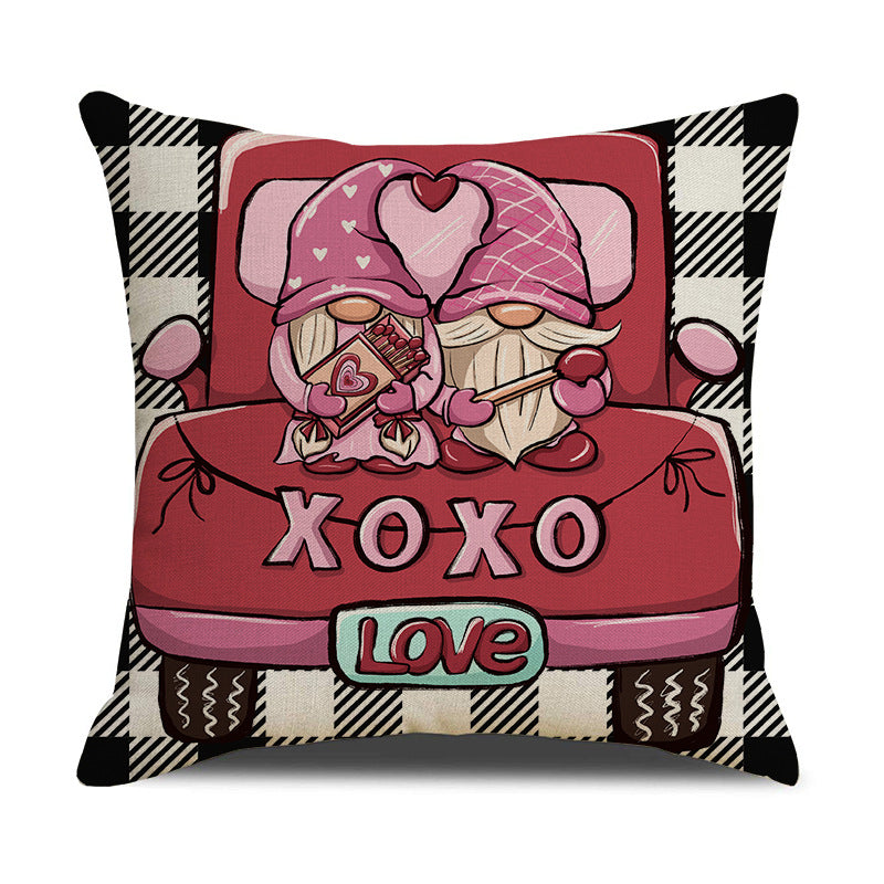 Valentine Gnome Pillow Covers Set Love Print Sofa Decor