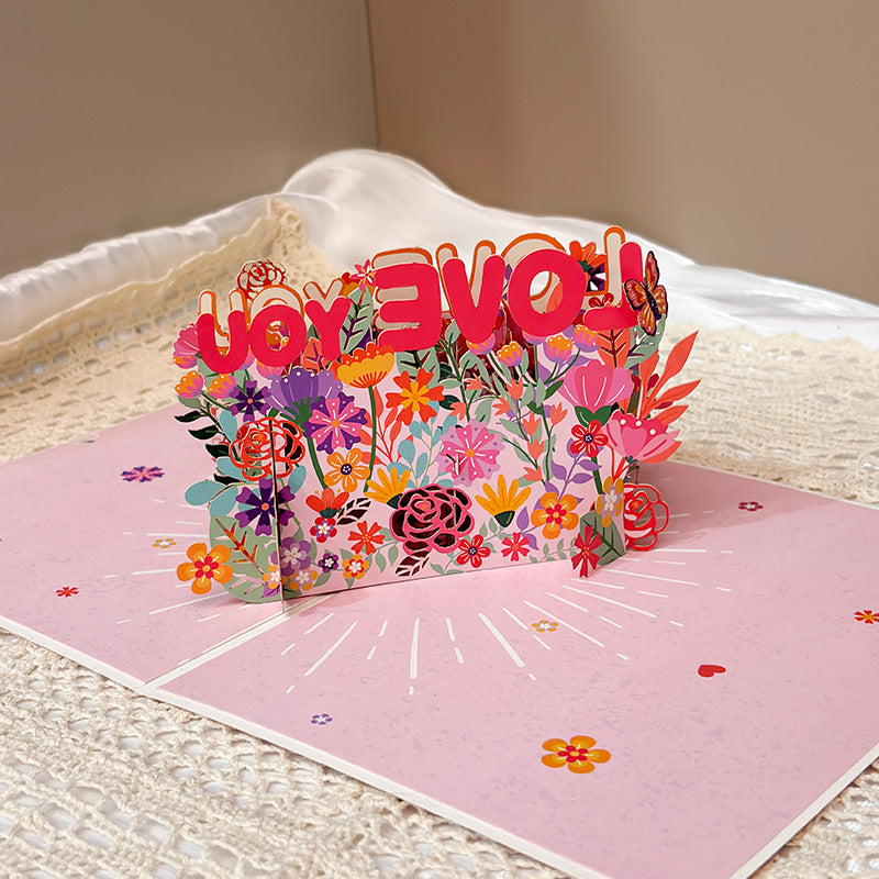 Mothers Day 3D Pop Up Card Love You Mom Floral Gift