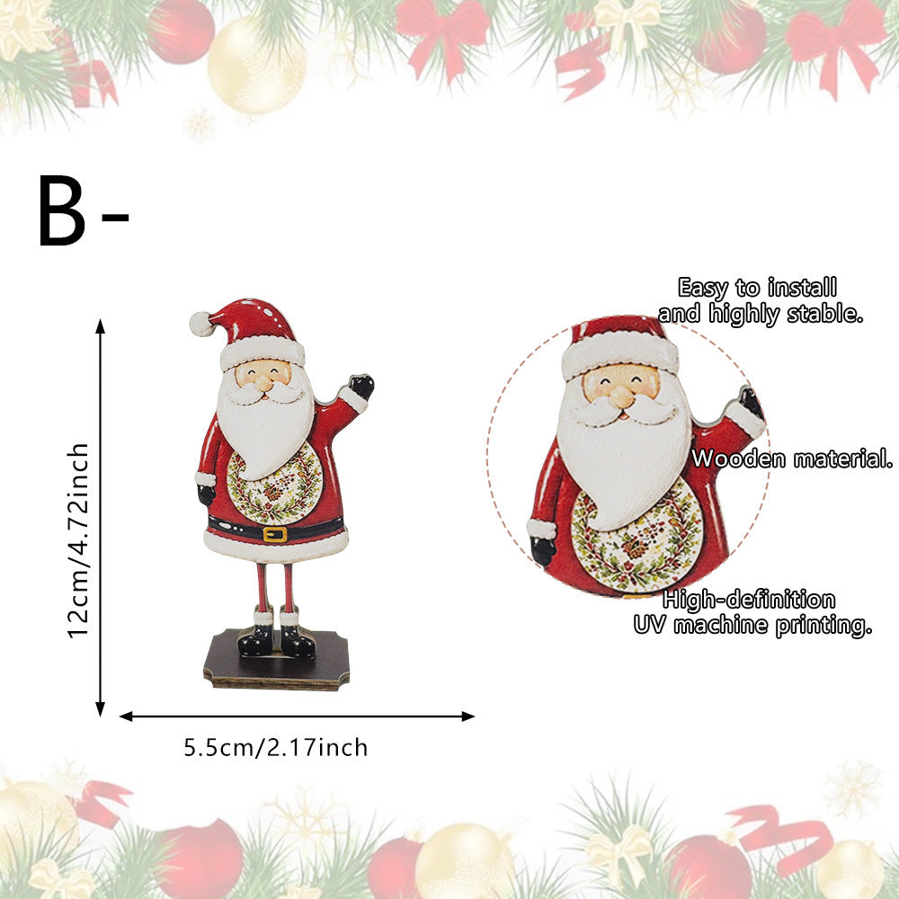 Wooden Christmas Tabletop Decor Santa Snowman Reindeer