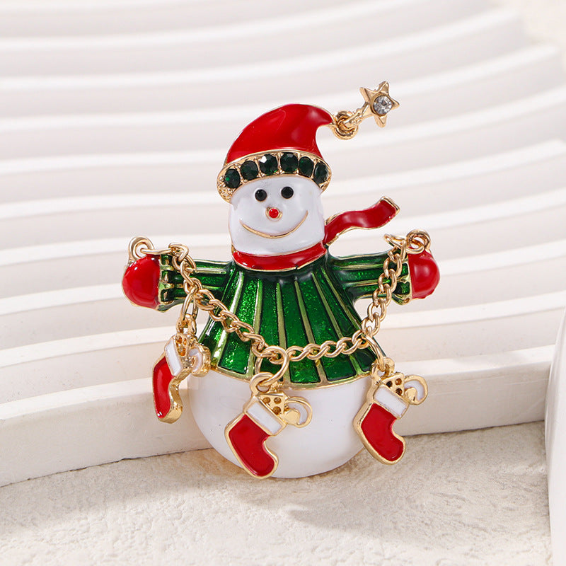 Christmas Snowman Candle Enamel Brooch Pin Holiday Jewelry