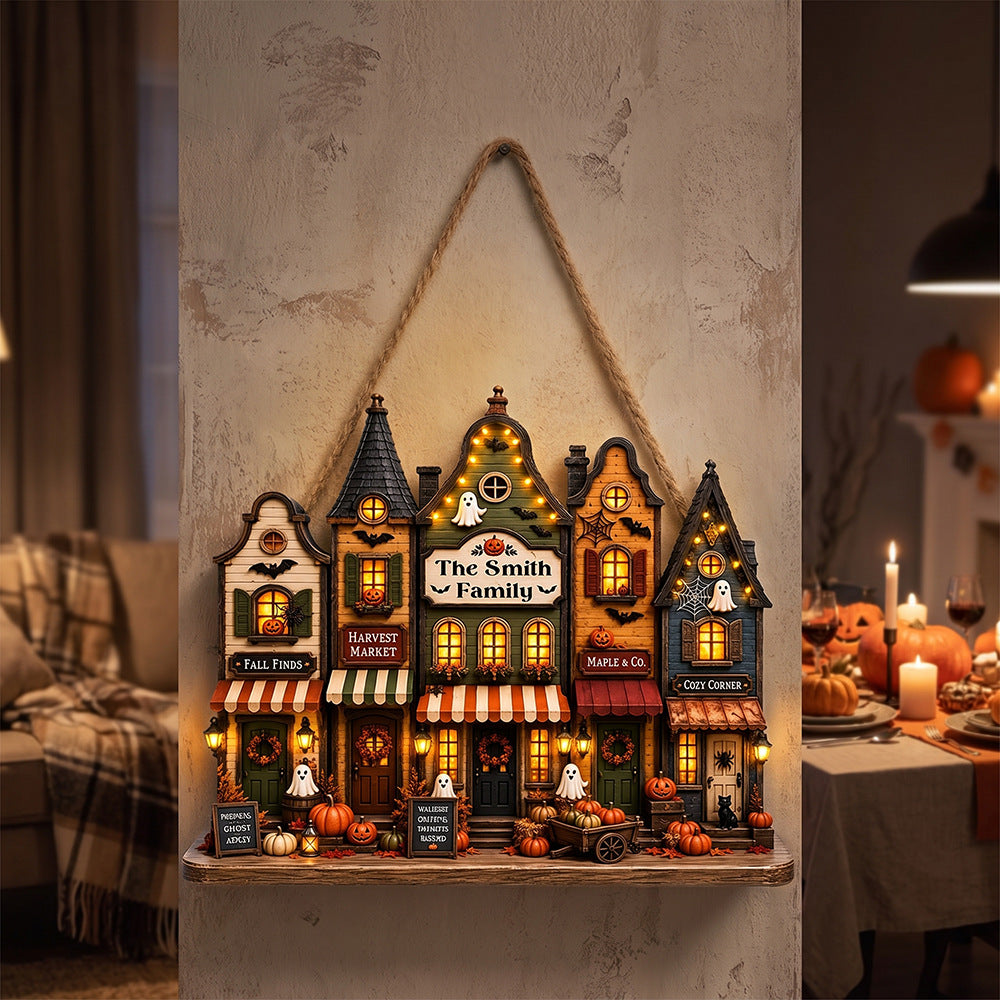 Halloween Haunted House Wooden Hanging Wall Decor