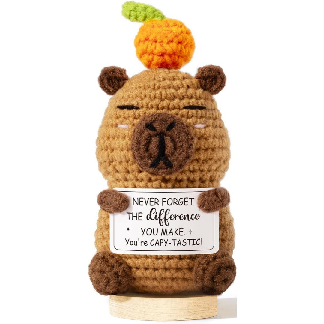 Handmade Crochet Capybara Plush Motivational Gift