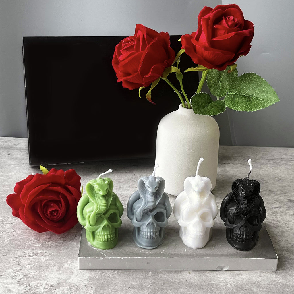 Halloween Skull Snake Candle Spooky Holiday Home Decor
