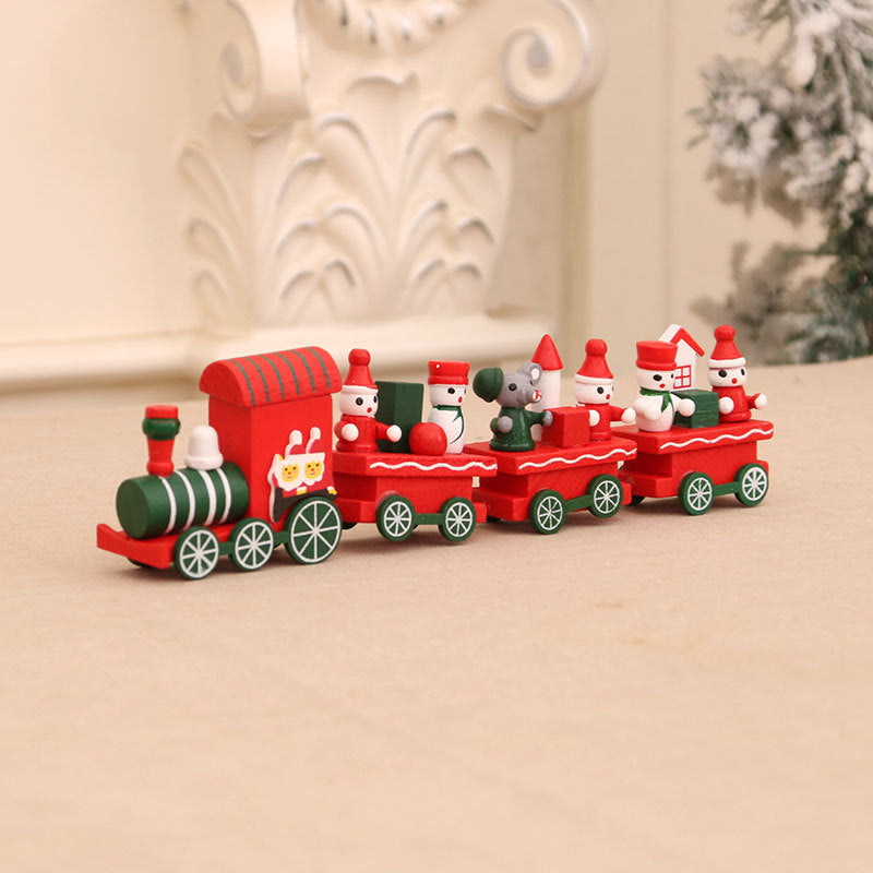 Wooden Christmas Train Tabletop Holiday Decor