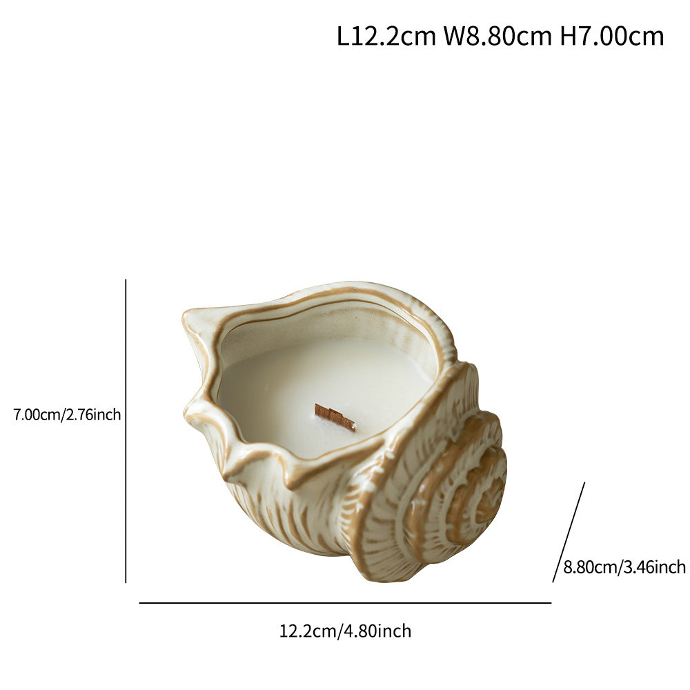 Conch Ceramic Candle Holder with Candle Tabletop Decor