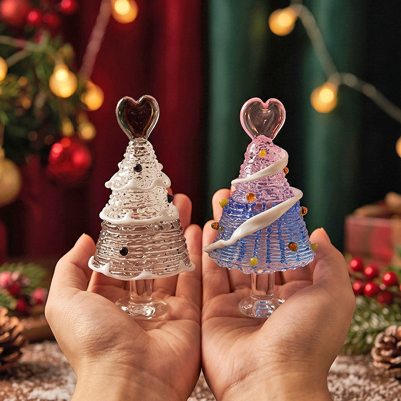 Glass Christmas Tree Tabletop Decoration Holiday Home Decor