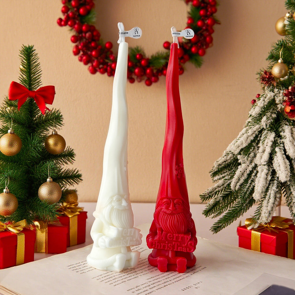 Christmas Gnome Candle Holiday Decor Festive Tabletop Accent Gift