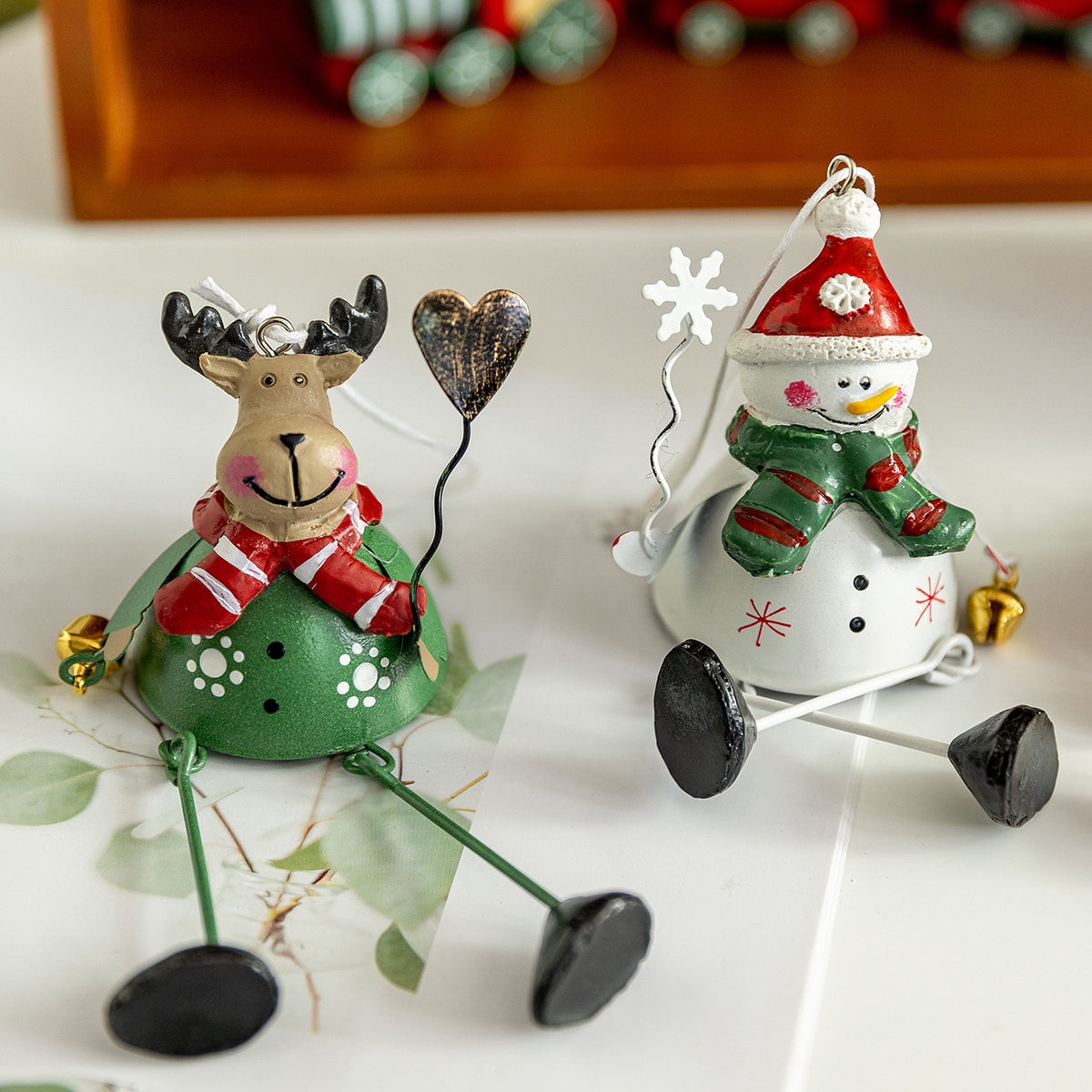 Christmas Santa Snowman Reindeer Hanging Ornaments Metal Decor