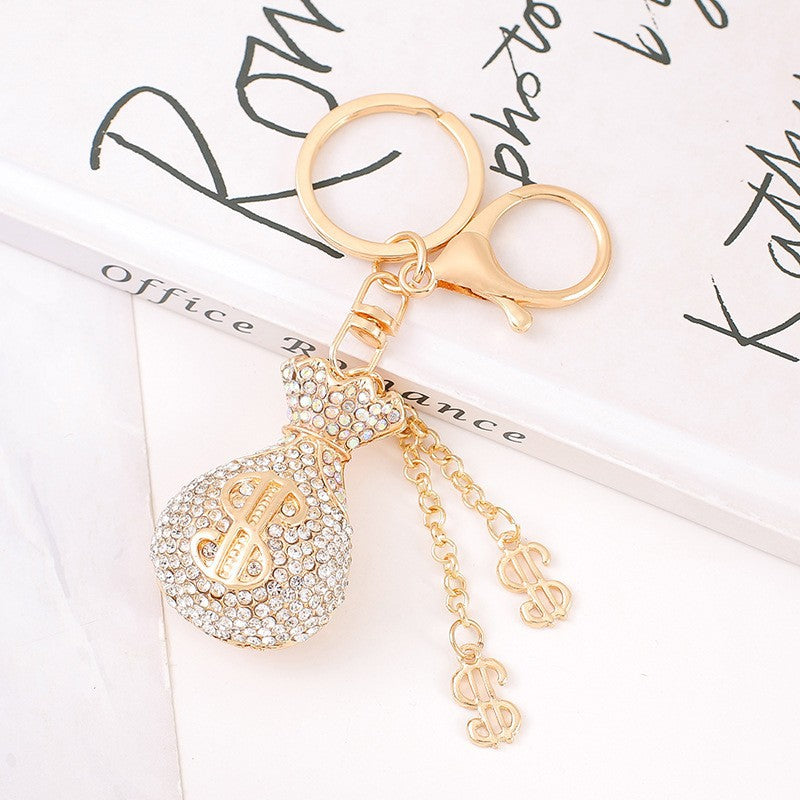 Lucky Money Bag Crystal Keychain Sparkling Charm