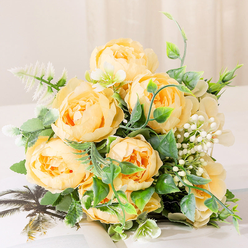 Valentine’s Day Faux Peony Bouquet Silver Frost Home Decor