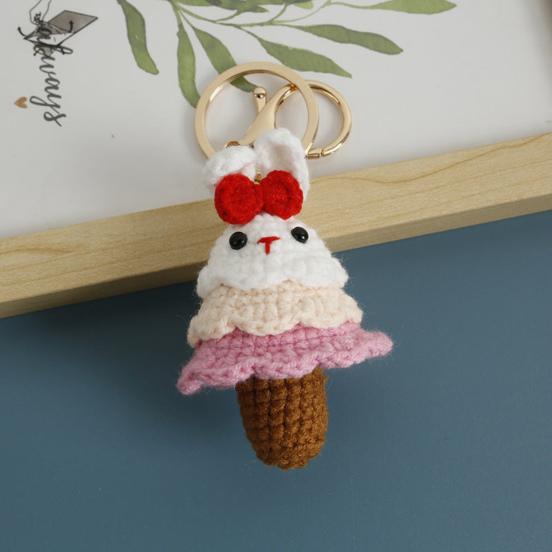 Handmade Crochet Animal Christmas Tree Keychain Holiday
