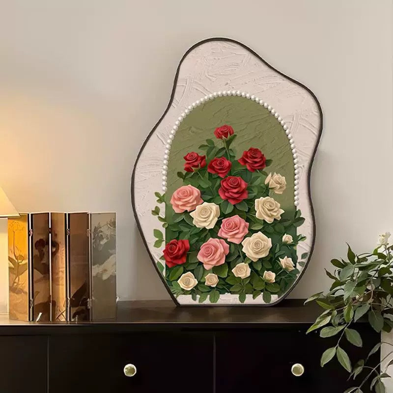 Vintage Floral Wall Art Decor Printed Flower Display Frame